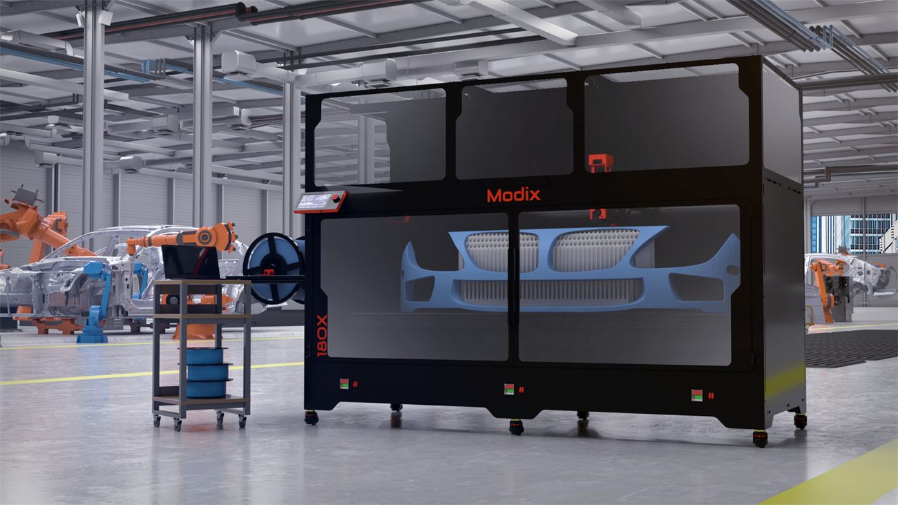 Modix BIG-180X printing an automotive bumper